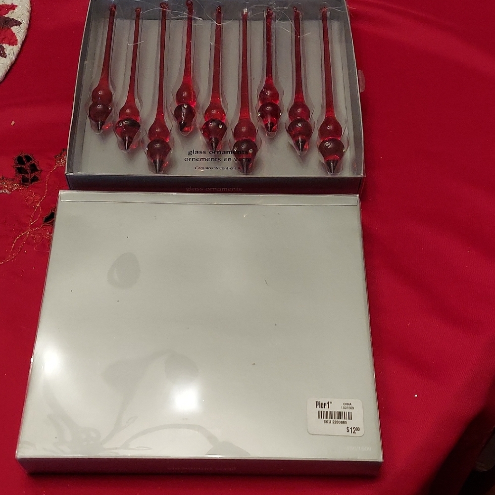 Pier 1 Red Glass Holiday Ornaments Set - Picture 4 of 5